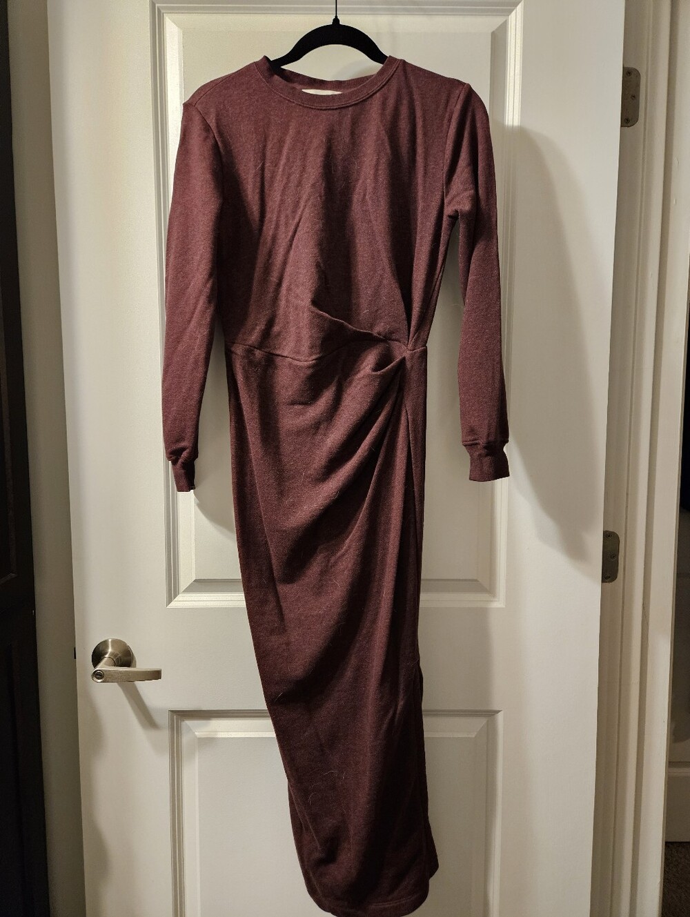 LOFT Long Sleeve Twist-Waist Maxi Dress in Wine